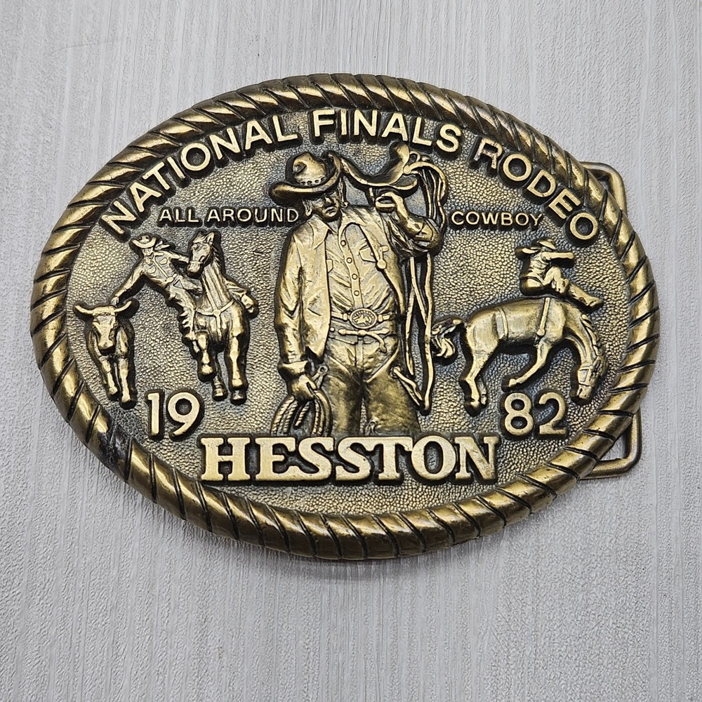 Hesston 1982 National Finals Rodeo Belt Buckle All Around Cowboy Eighth Edition